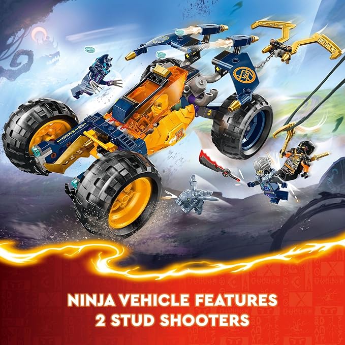 LEGO NINJAGO Arin’s Ninja Off-Road Buggy Car Toy with 4 Minifigures, Building Set for Kids with Dragon Toy from The NINJAGO Dragons Rising TV Show 7 Year 71811
