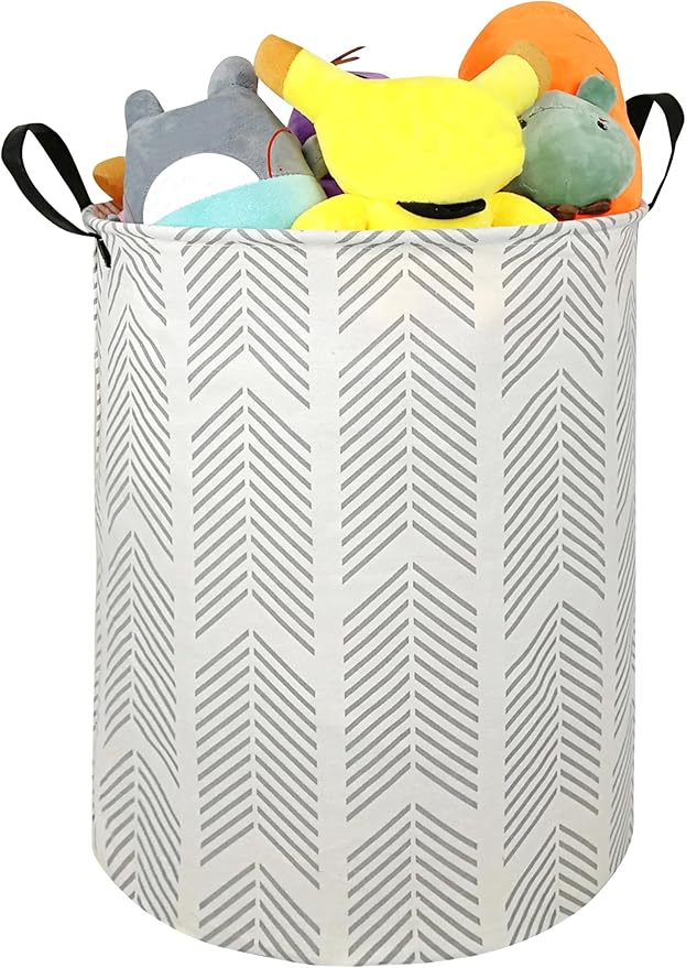 Round Gray Laundry Hamper Storage Basket Organizer Hamper Storage Bins
