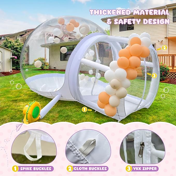 Bubble Dome Inflatable Bubble Clear House, 10FT Bubble with UL Blower&Pump 13FT