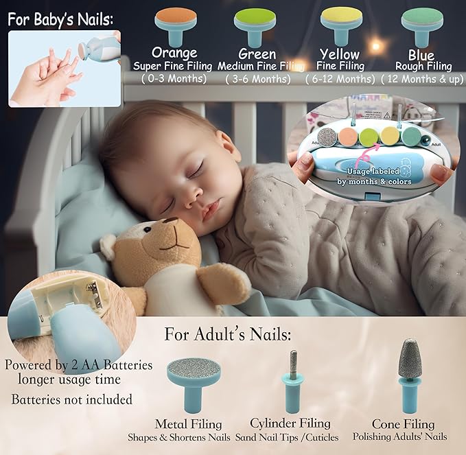 Royal Angels Baby Nail File, 21 in 1 Set with Labels 13 Replacement