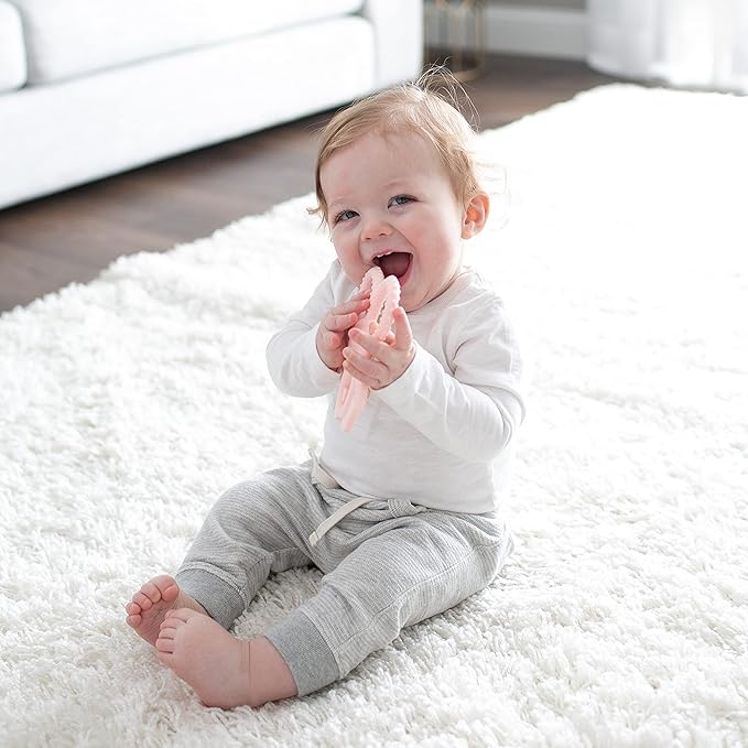 Dr. Brown's Flexees Pink Bunny, Soft 100% Silicone Baby Teether 3m+