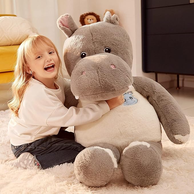 IKASA Giant Hippo Stuffed Animal - 30" Jumbo Plush Toy, Soft & Cute for Kids