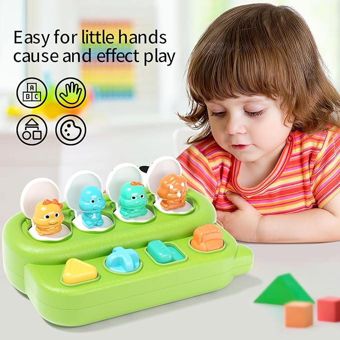Interactive Pop Dinosaur Up Pals Baby Toy - Learning Infant Toy for Sorting Colors 18+ Months