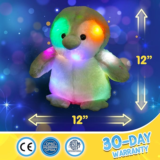 Houwsbaby 12'' LED Light Up Penguin Stuffed Animal Plush Toy