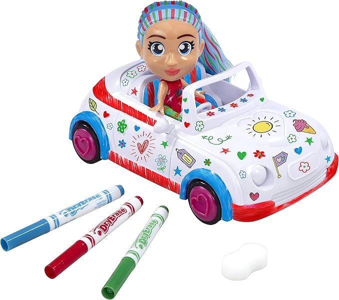 CRAYOLA Colour 'n' Style Friends: Bluebell - Coupe Playset | Colour & Style Your Own Doll, Again and Again! (Includes Magic Dry-Erase Pens) | Ideal for Kids Aged 3+