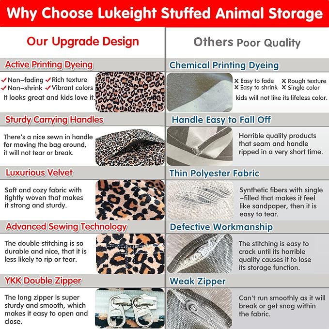 Lukeight Stuffed Animal Storage Bean Bag Chair Cover for Kids, Zipper Beanbag Chair Cover for Organizing Toddler and Kids' Rooms Plush Toys (Leopard Velvet, XX-Large)