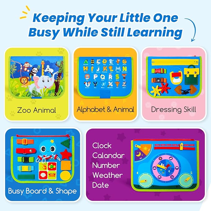 Hely Cancy Toddler Busy Board, Montessori Toys for 0 1 2 3 4 5