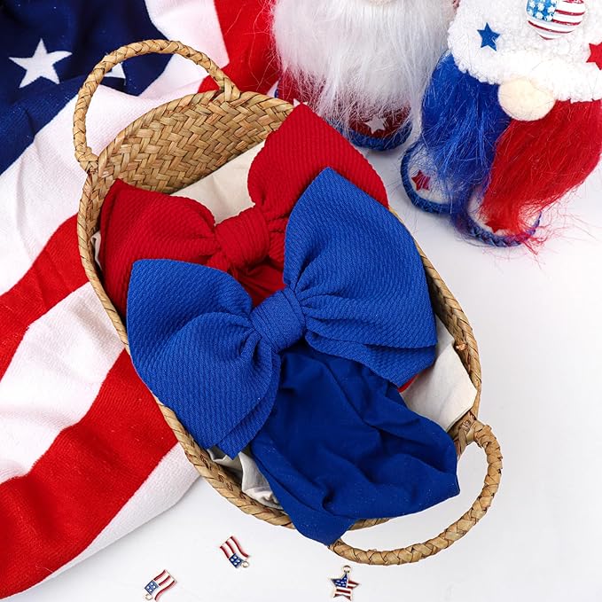 YanJie Baby Headbands Red Hair Bow Blue Headband Baby Bow 0-6 Months