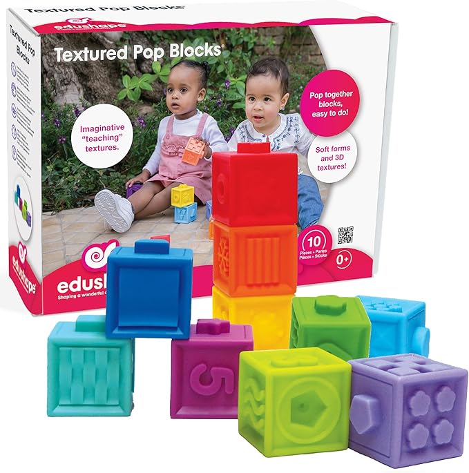 Edushape Mix & Match Textured Blocks - Set of 10 Stacking Blocks