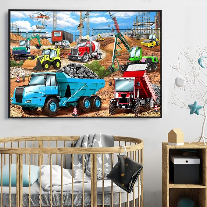 HUADADA Puzzles for Kids Ages 4-8, Construction Vehicles 100 Piece Puzzles for Kids Educational Jigsaw Puzzles Toys Gift for Boys and Girls Age 4 5, 6, 7, 8-10 (15" x 10")