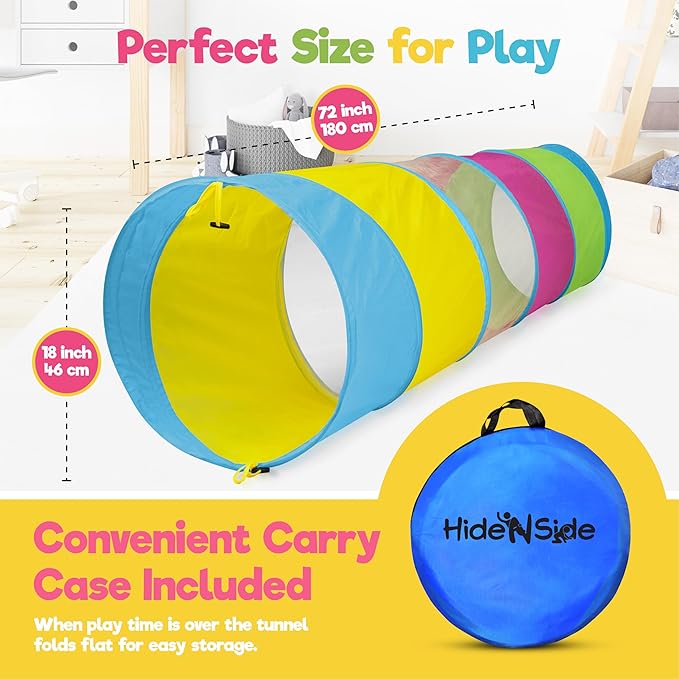 Hide N Side 6ft Crawl Through Play Tunnel Toy, Pop
