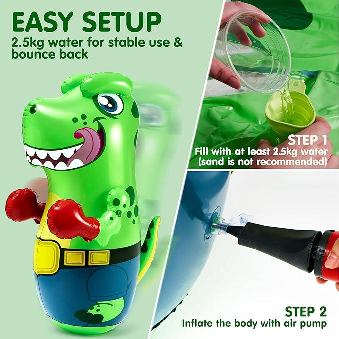 JOYIN Inflatable T-Rex Dinosaur Bopper 47 Inches, Bop Bag Inflatable Punching Toy