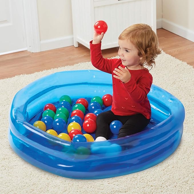Stats Inflatable 2 Ring Ball Pit w/ 30 Balls, Multicolor AD19842