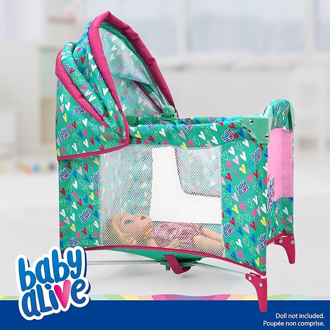 Baby Alive: Deluxe Doll Play Yard - Green, Pink 18", Folding, 3+