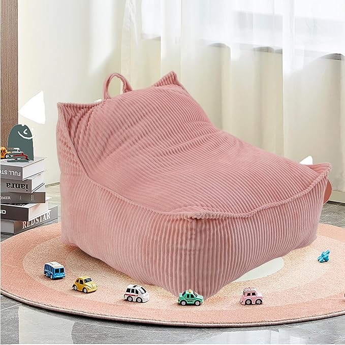 Bean Bag Chairs for Adults/Kids, Lounge Reading Chair with Memory Spone Filling, with Removable and Machine Washable Cover, for Living Room/Bedroom (Pink)