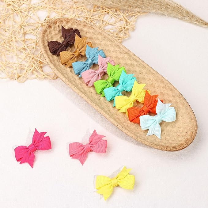 48PCS OAOLEER Fully Lined Hair Clips and Bows for Baby 24 Color D-48pcs)
