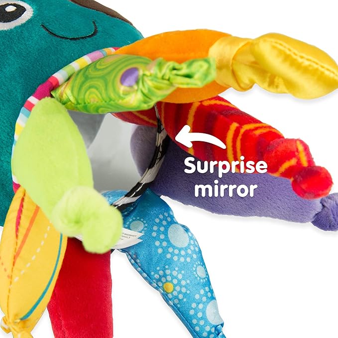 Lamaze Clip On Car Seat and Stroller Toy - Captain Calamari - Crinkle Car Seat Toys and Stroller Toys - Sensory Toys for Babies - Travel Toys for Car - Infant Toys Ages 0 Months and Up