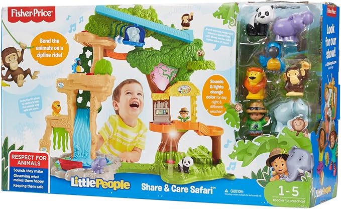 Fisher-Price Little People Toddler Toy Share & Care Safari 2-Ft 7 Figures 1+ years