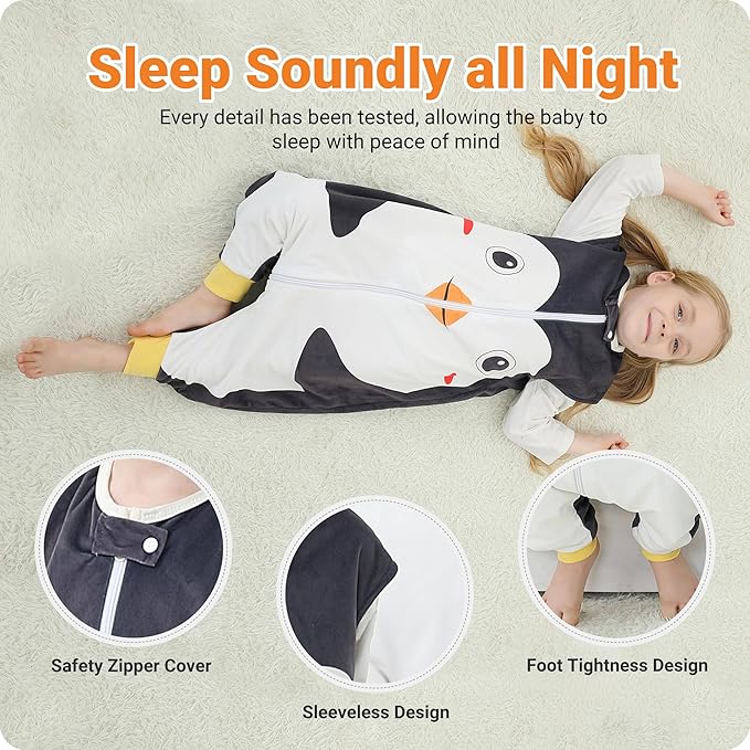 Baby Sleeping Sack Sleeveless, Toddler Sleeping Bag with Legs