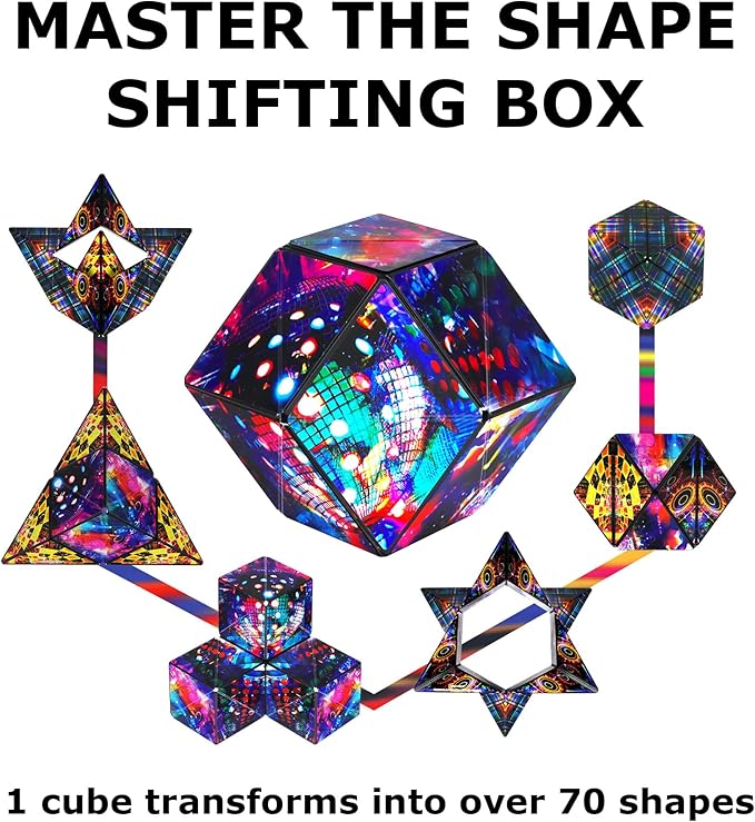 SHASHIBO Shape Shifting Box - Award-Winning, Patented Fidget Cube w/ 36 Rare Earth Magnets 70 Shapes,