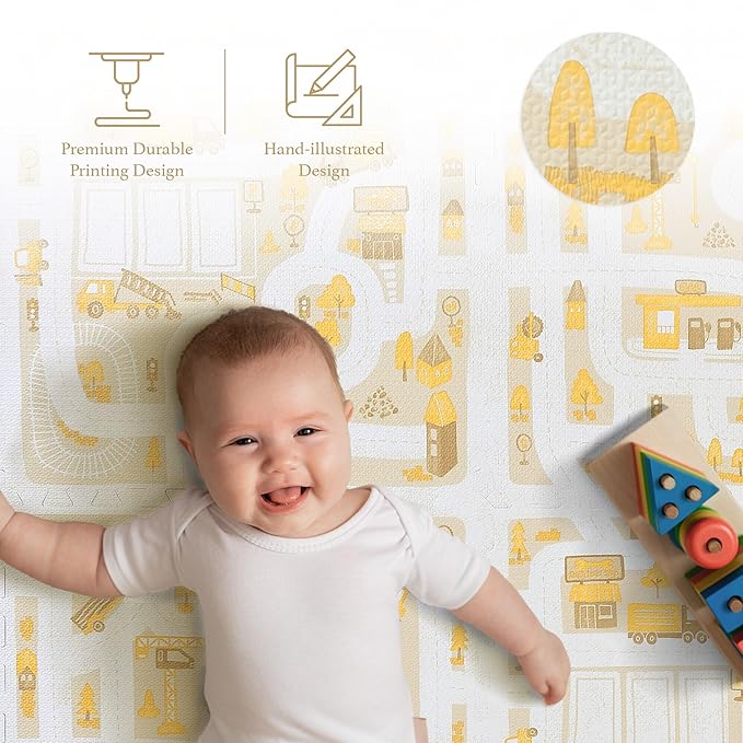 Premium Exercise & Baby Foam Play Mats - Stylish & Large Non-Toxic Odorless Floor Mat 6 Tiles 6ft x 4ft -