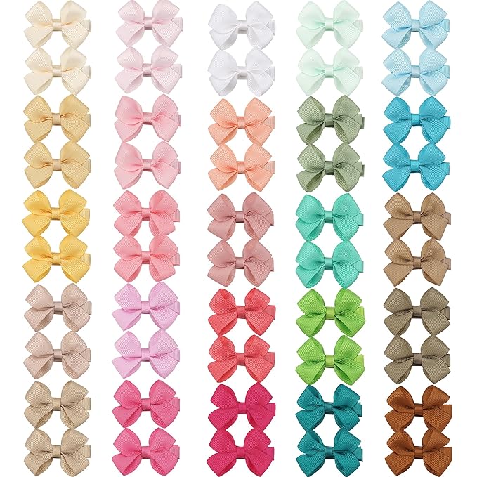 CLLOT 50PCS 2inch Baby Hair Clips - Fully Lined Baby 25 Colors