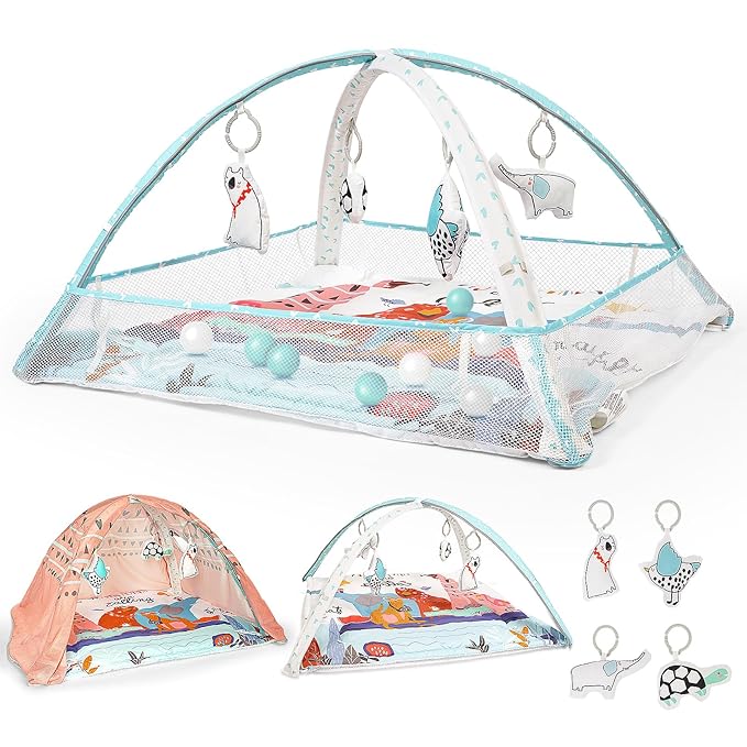 LADIDA Baby Play Gym, Activity Mat with Ball Pit 3 Stage 10 Balls)