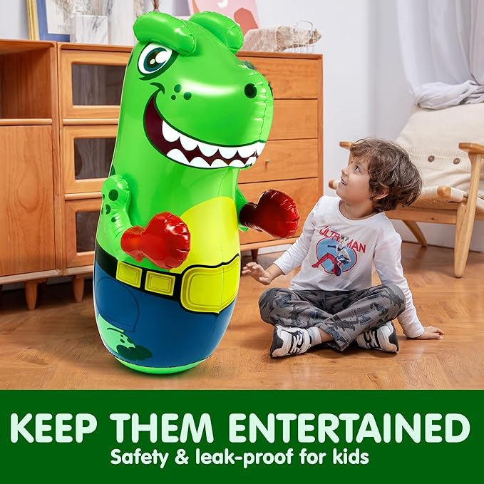 JOYIN Inflatable T-Rex Dinosaur Bopper 47 Inches, Bop Bag Inflatable Punching Toy
