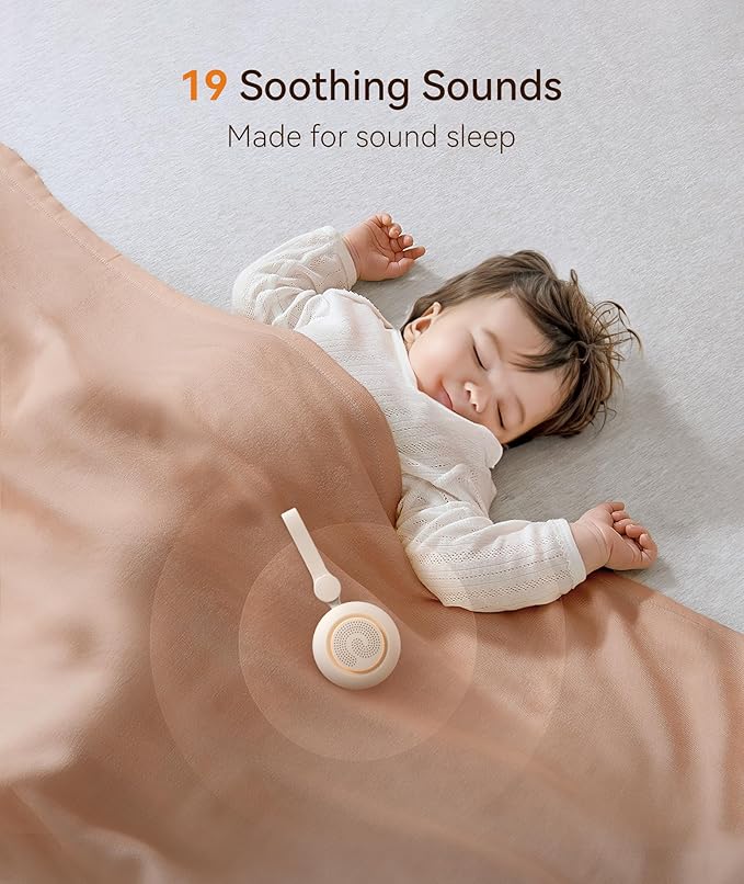Dreamegg Portable Sound Machine - White Noise Machine for Stroller & Car Seat, Baby Sleep Soother with 19 Soothing Sounds & Nursery Light, Travel Essential, Registry Gift