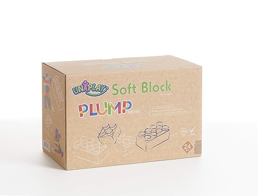 UNiPLAY Plump Soft Building Blocks - 24-Piece Jumbo Stacking Multicolor Set for Early Cognitive Development and Creative Play 3 Months+