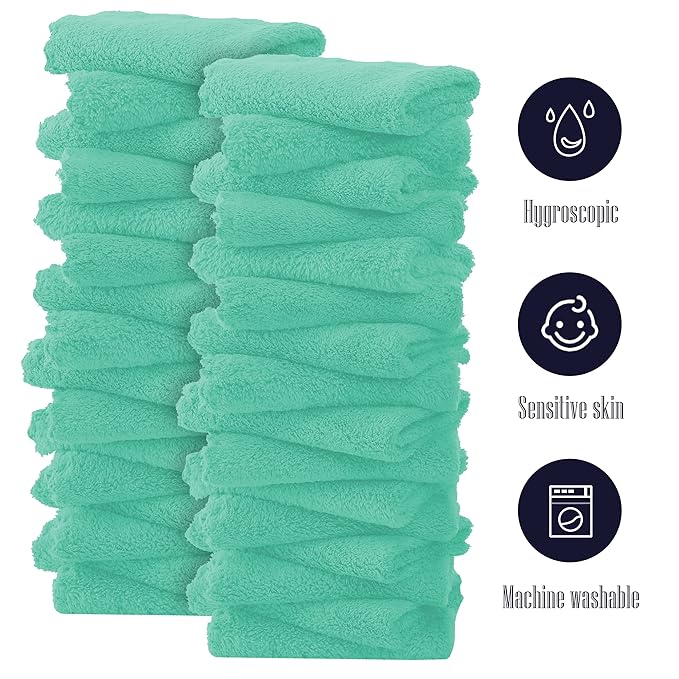 32 Pack Baby Washcloths - 10x10 Inch, Coral Fleece