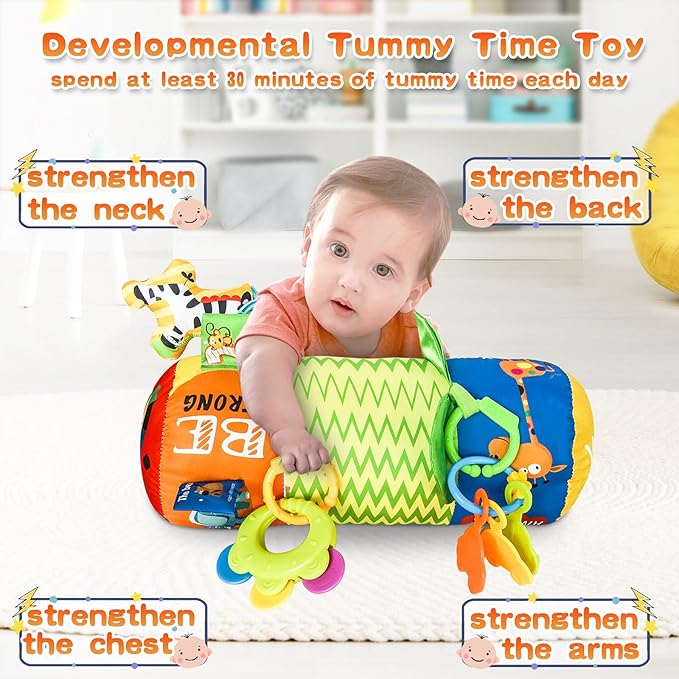 HISTOYE Baby Tummy Time Pillow Toy with Detachable Rattles Crawling 3-6 Months 6-12 Months 0 3 6 9 12 Months