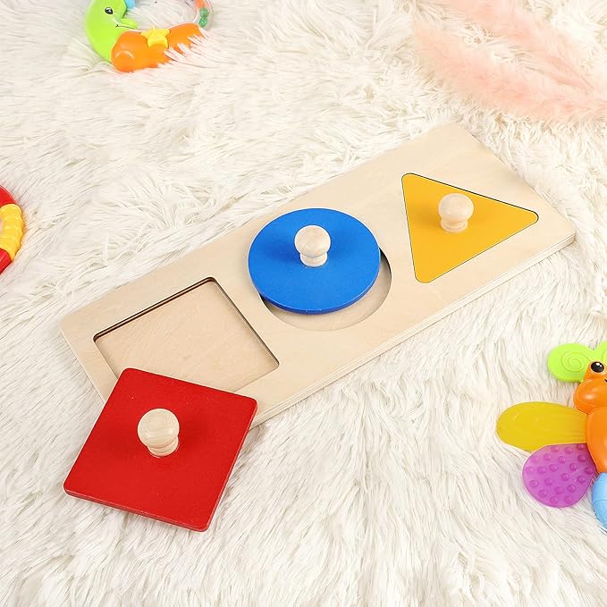 1 Set Geometric Panel Wood Knob Puzzle Wooden Geometry Puzzle