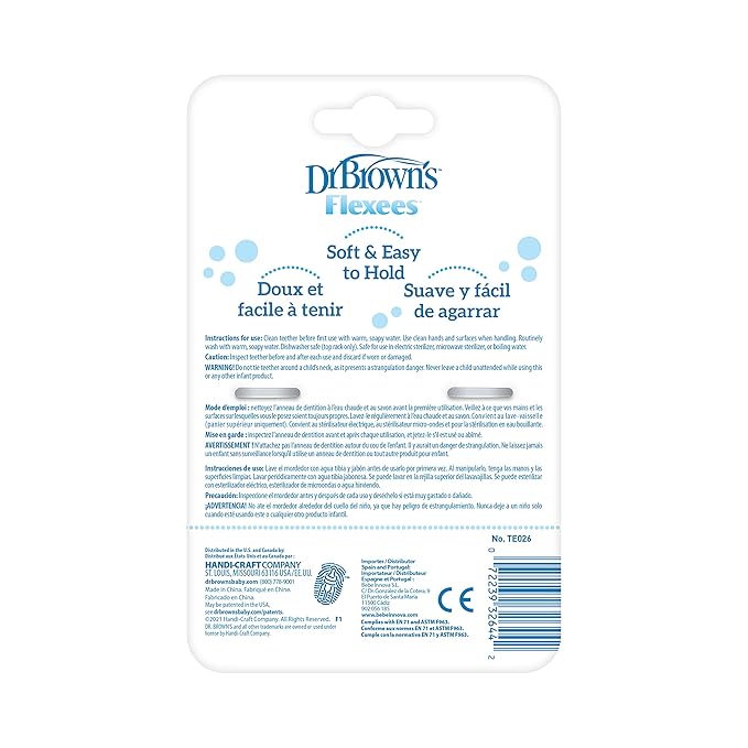 Dr. Brown's Flexees Beaded Teether Rings, 100% Silicone 3 Pack, 3m+