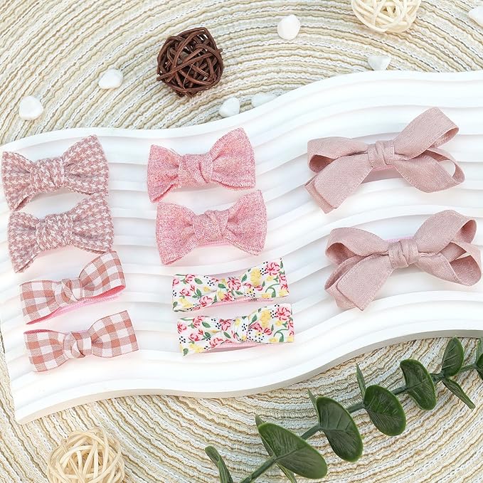 Baby Hair Clips,10Pcs 2" Fully Lined Hair Bow Clips for Babies