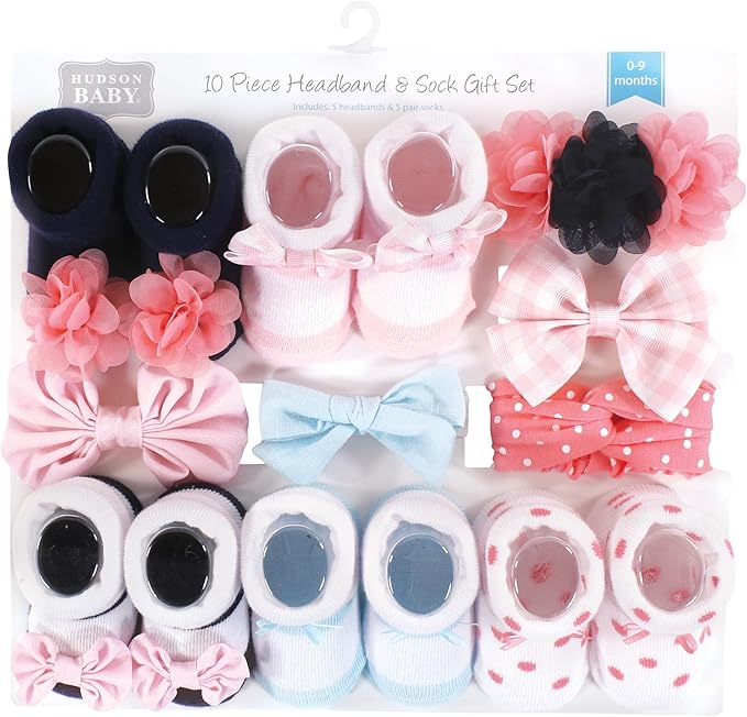 Hudson Baby Girl's Headband and Socks Giftset