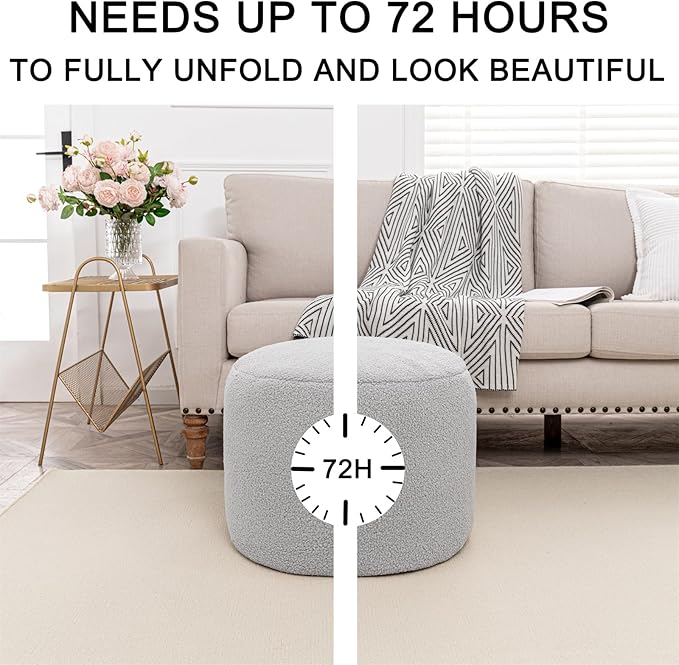 Round Pouf Ottoman 20 x 20 x 14 Inches Boho Poof Home Decor Floor Pouffe Ottoman Foot Rest for Couch Sofa Bean Bag Ottoman Chairs Living Room Bedroom Quiet Grey