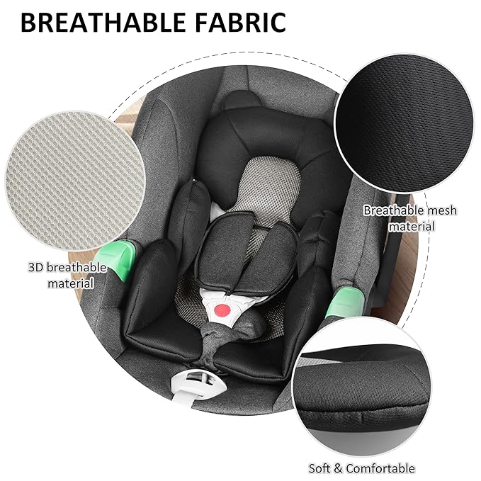 Baby Support Cushion - Breathable 3D Mesh Infant Insert for Strollers, Car Seats, High Chairs, and More - Perfect for Newborns (Black)