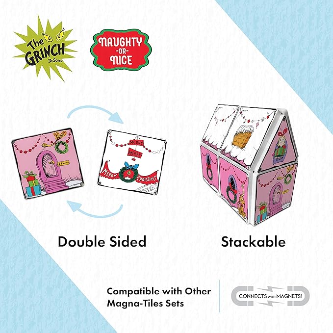 CreateOn Magna-Tiles Limited Edition Grinch Magnetic Building Toys from Dr. Seuss’ “How The Grinch Stole Christmas” Book, Educational Toys for Ages 3+ 19 Pieces