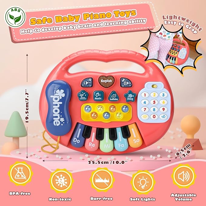 Ideashop Baby Piano Toys for 6 to 12 Months, Light 1 2 3 Years