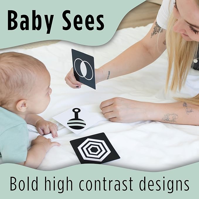 High Contrast Baby Cards 2-in-1 w/New Mom Affirmation Cards | High Contrast Baby Toys for Newborn 0-6 Months