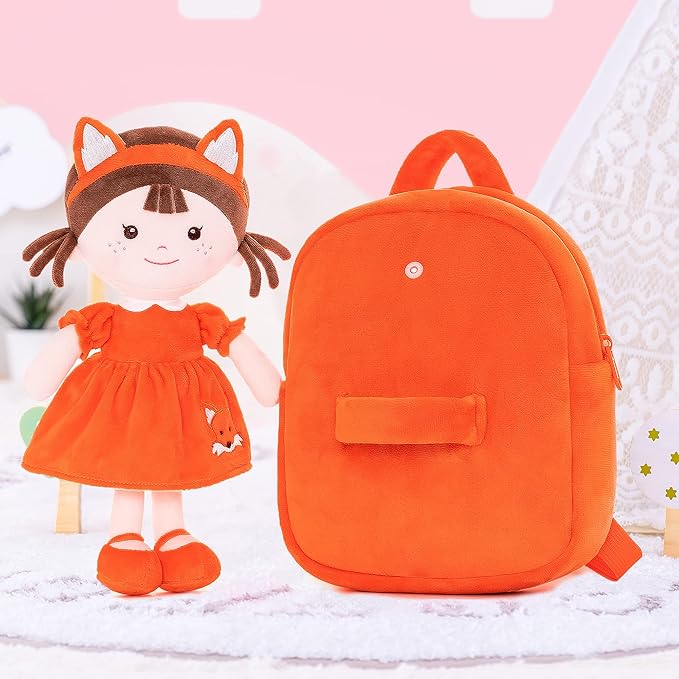 Onetoo Toddler Backpack Kids Backpacks with Soft Plush Baby Dolls 9.5"
