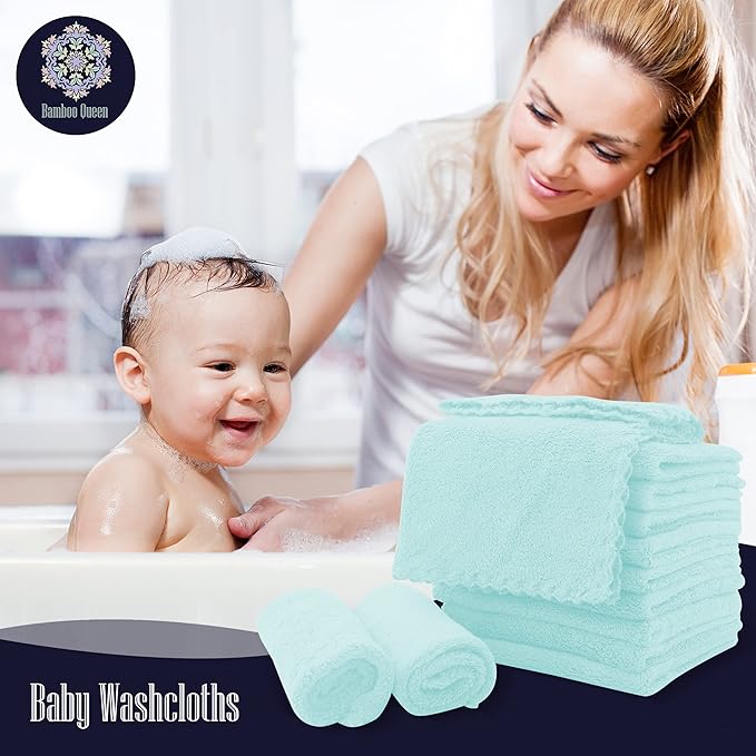 16 Pack Baby Washcloths - Luxury Coral Fleece Blue,10x10 Inch