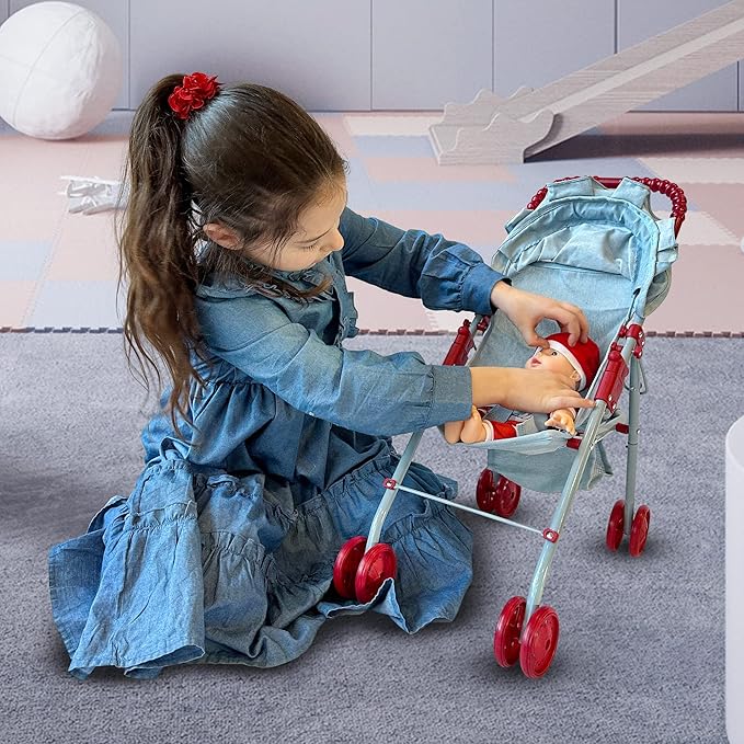 My First Baby Doll Stroller for Toddlers 3 Year Old Girls, Little Kids | Folding Baby Stroller for Dolls