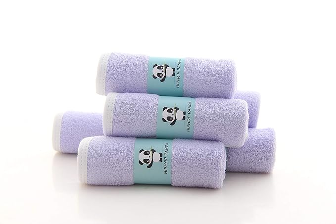 HIPHOP PANDA Baby Washcloths, Rayon Made from Bamboo - 2 Layer Ultra Soft Absorbent Newborn Bath Face Towel 6 Pack