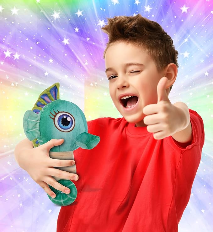 DolliBu Green Seahorse Plush Buddies Stuffed Animal, Cute Realistic Stuffed Animals for Girls 8.5 Inches