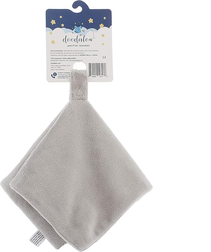 Ultra Soft Cotton Minky Velboa Baby Blanket with Snap Closure for Pacifier or Teether, Machine Washable 12 inch 12 inch