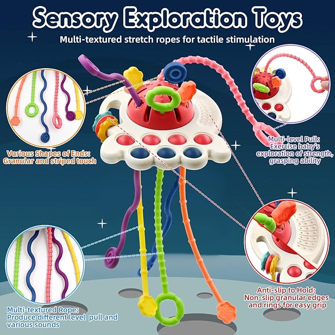 AiTuiTui Sensory Montessori Baby Teething Toys, Silicone Remote Control Teether Toddler Travel Toys for 3 6 9 12 Months
