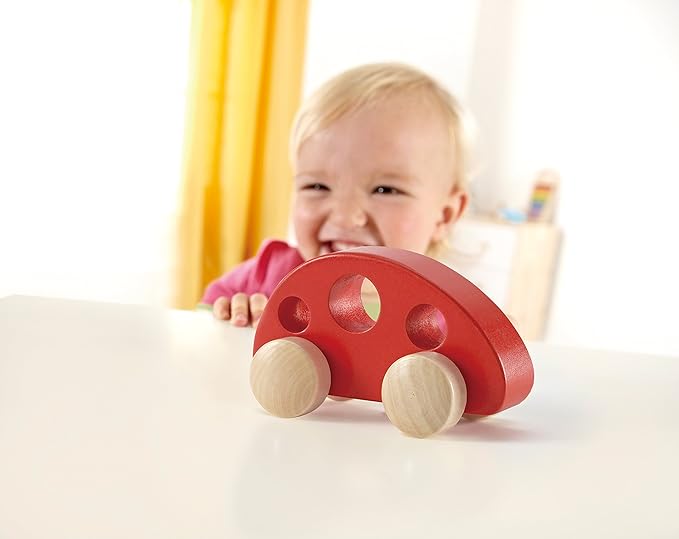 Hape Mini Van Wooden Toddler Toy Vehicle in Red, L: 4.9 2.5, H: 2.8 inch