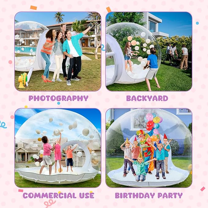 Bubble Dome Inflatable Bubble Clear House, 10FT Bubble with UL Blower&Pump 13FT